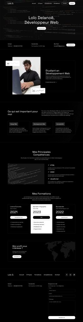 Page d'accueil du projet CV