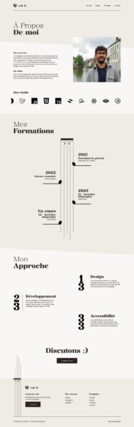 Page "À Propos" du portfolio de Loïc Delanoë