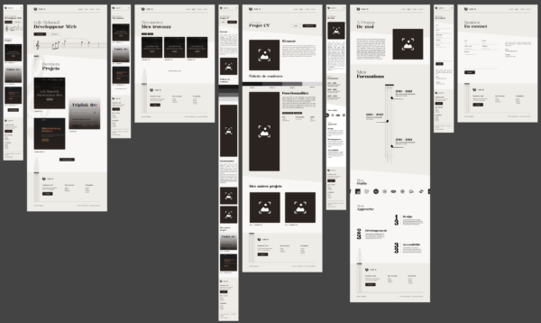 Design figma du portfolio de Loïc Delanoë, comportant le design ordinateur et mobile