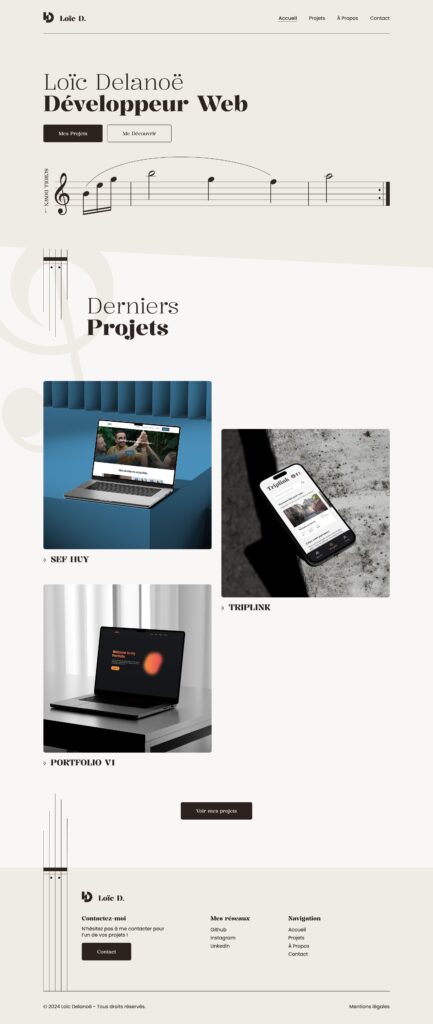 Page d'accueil du portfolio de Loïc Delanoë