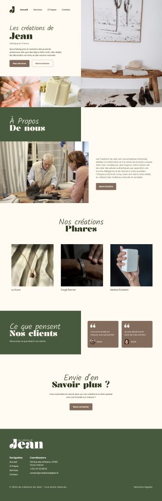 Page d'accueil du site Les créations de Jean