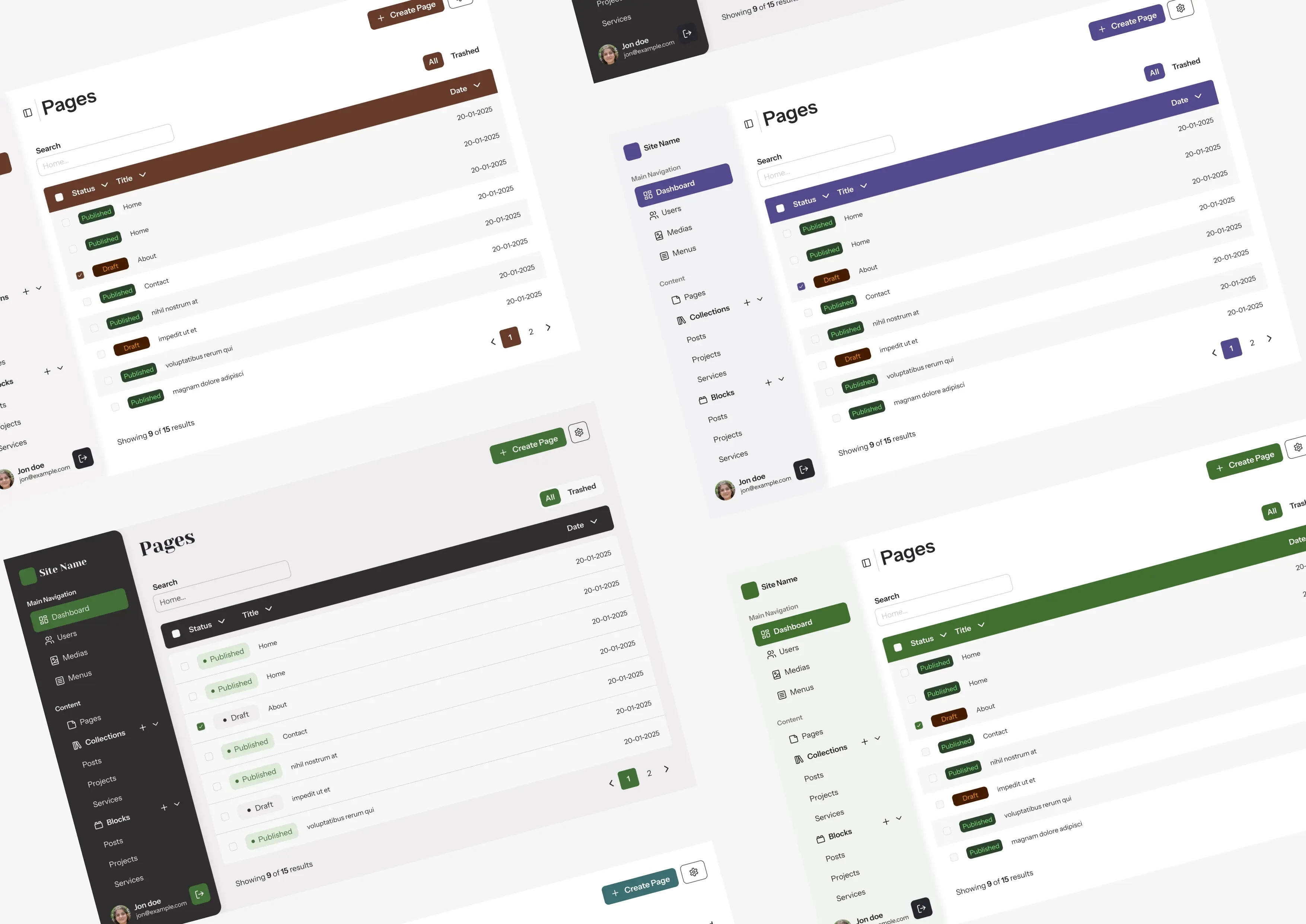 Variante de couleurs pour Alveo