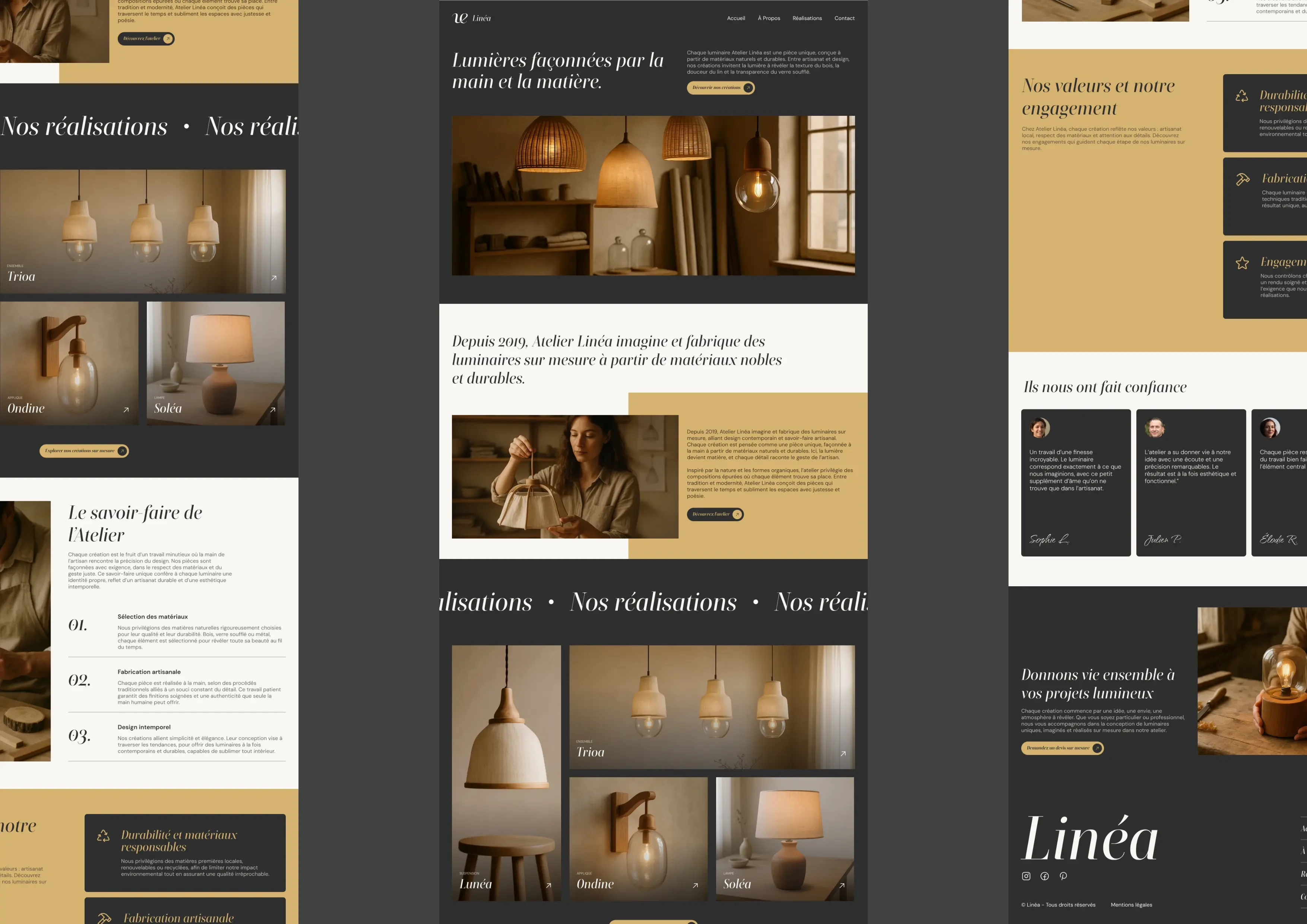 Design du site Linéa en version ordinateur