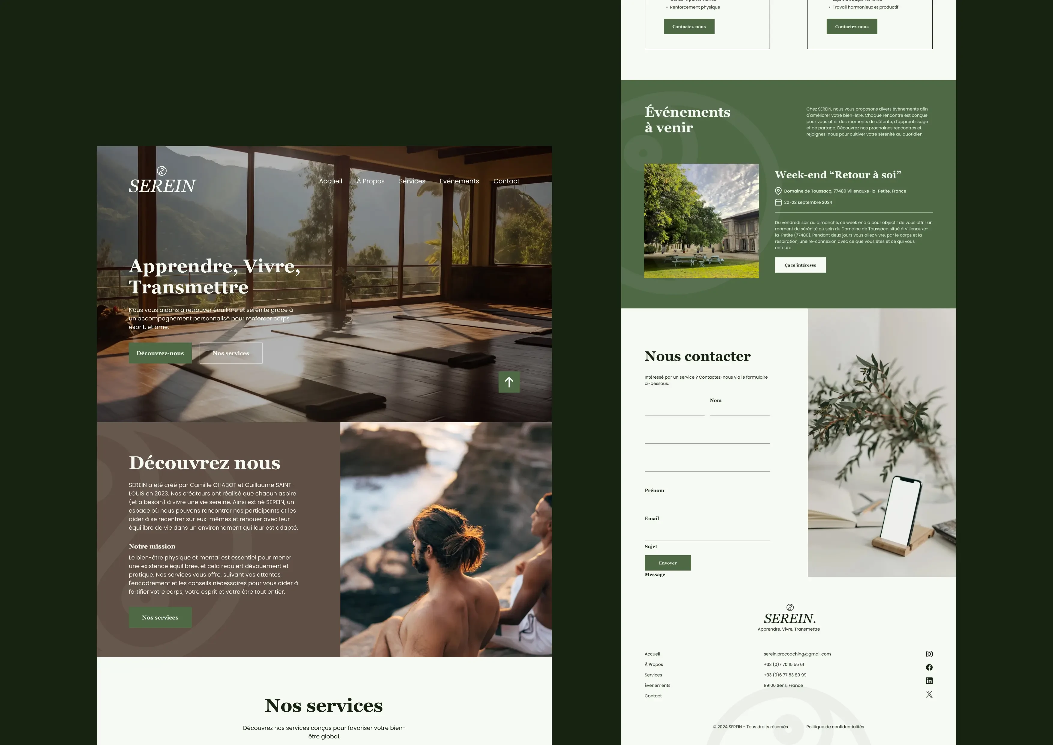 Landing page de Serein.