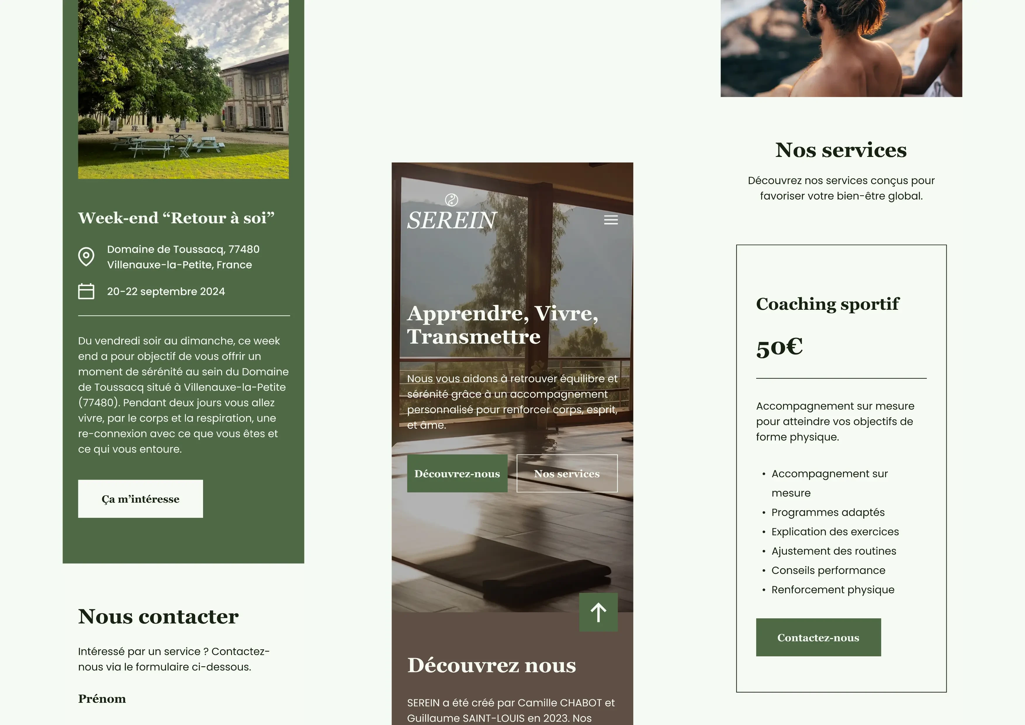 Visuel de la version mobile de Serein.
